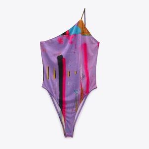 Zara David Prer printed asymmetric bodysuit